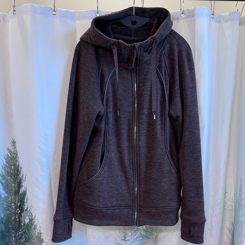 Lululemon Heathered Espresso Plush Scuba Zip-Up Hoodie size 12